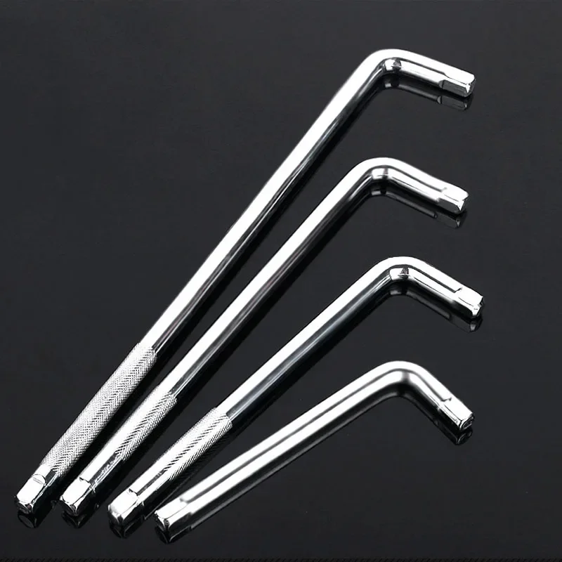 1Pcs L-Shape Bent Handle Socket Wrench Extension Bar 1/4 3/8 1/2 Drive Long Extension Rod Cr-V Steel 12.5mm Adapter