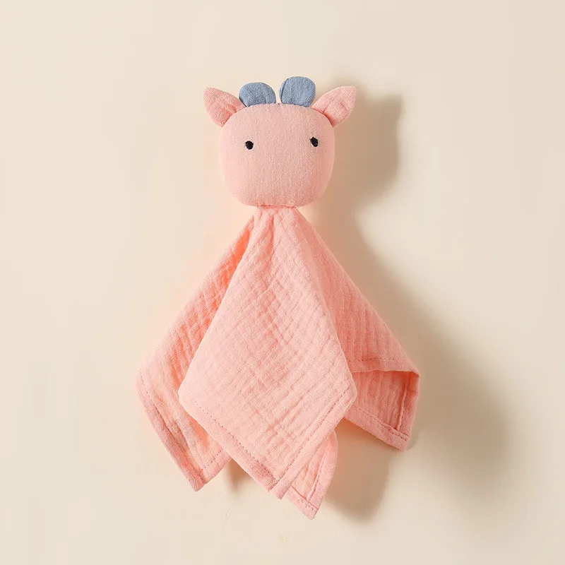 Baby Cotton Muslin Comforter Blanket Newborn Sleeping Dolls Cute Cattle Kids Sleep Toy Soothe Appease Towel Bibs Saliva Towel