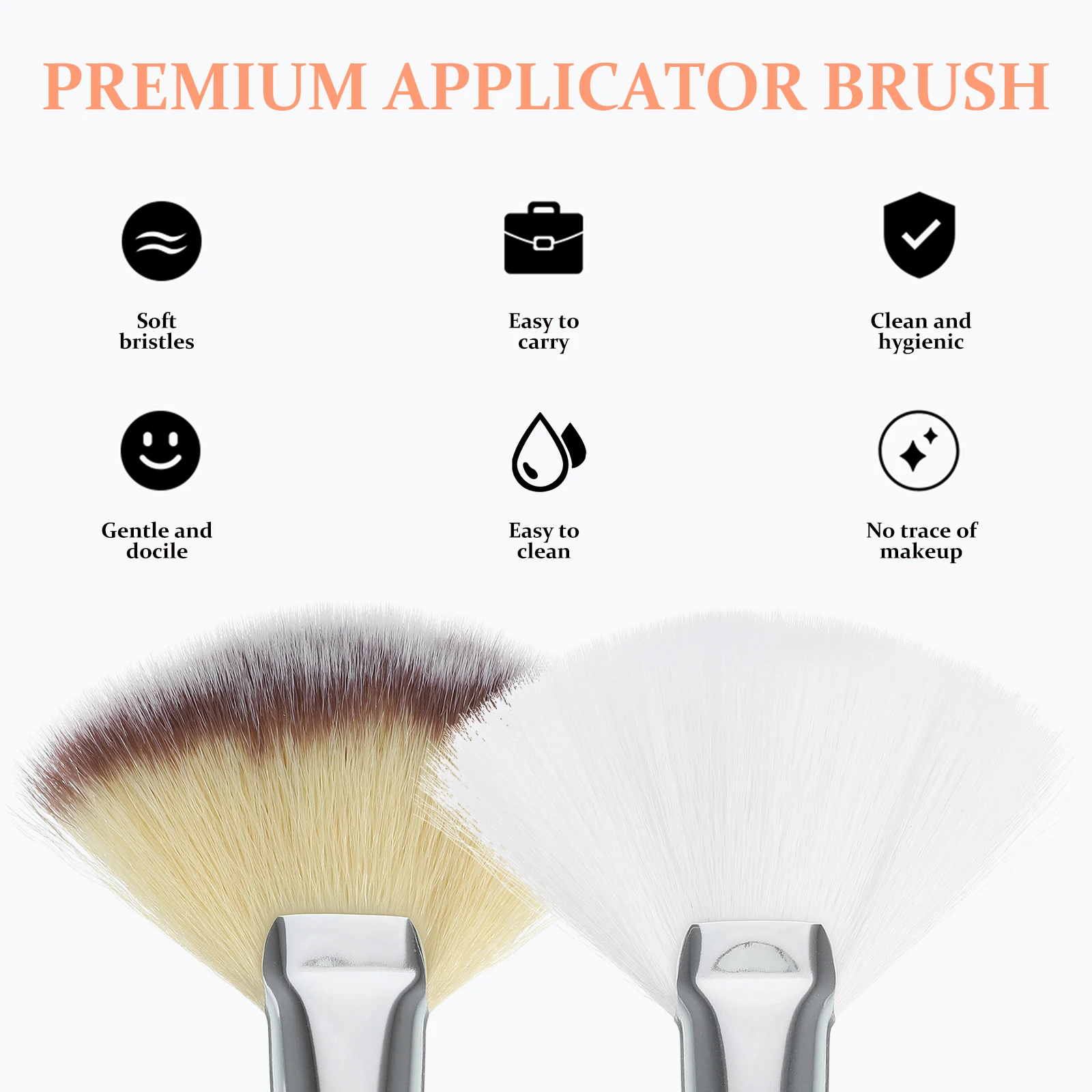 

2 Pcs Short Handle Soft Bristles Fan Makeup Brushes for Women Blush Loose Powder Setting Powder Face Highlighting Tools