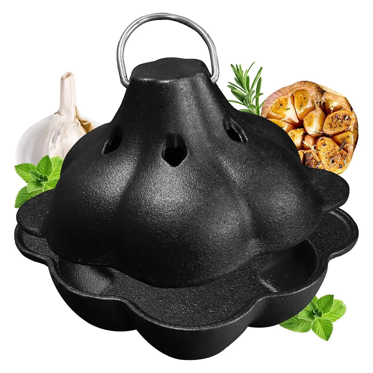 

Cast Iron Smoker Roaster Garlic Roster , Smoker Box, Pre-Seasoned Cast Iron Garlic Roaster for Grill, for BBQ