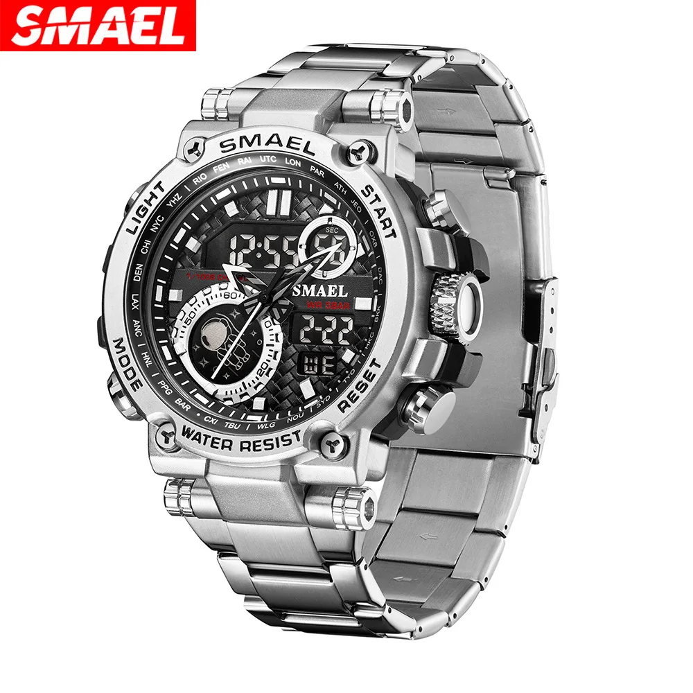 

Smael steel band casual men's waterproof date chronograph multifunction alloy steel band electronic quartz watch