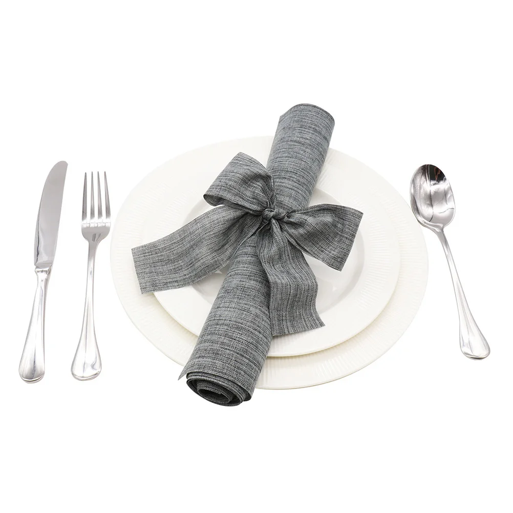 

Imitated Linen Table Runner Gray Rustic Wedding Party Decoration Vintage Burlap Tablecloth Dining Room Kitchen Decor