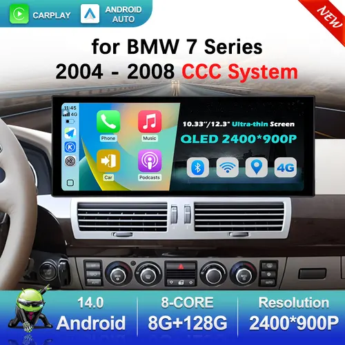 WiFi カーラジオマルチメディアビデオプレーヤー 4 グラム Android 14 GPS ナビゲーション BMW 7 シリーズ 2004 - 2008 CCC システム Carplay アクセサリー