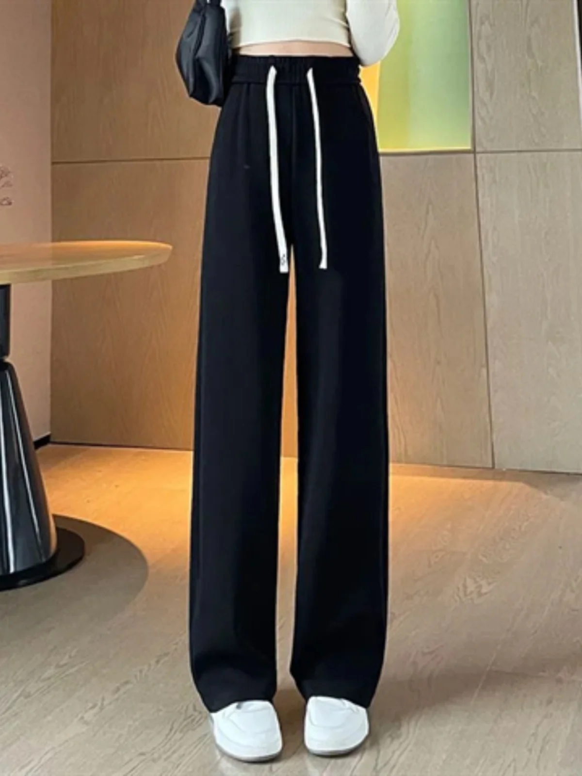 

Женские летние брюки с высокой талией, широкие, прямые, тонкие, повседневные, в пол, новые