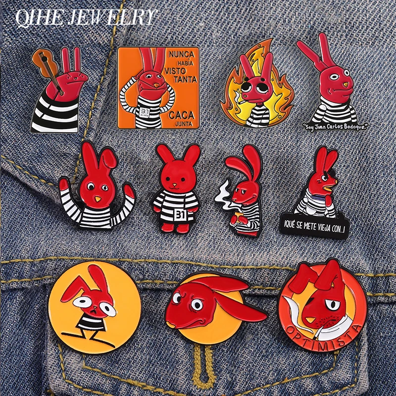 5-19 Stück/Set Humor Komödie Anime Film Emaille-Pin Anime Turbo Granny Cat Maomao Muscle Rat Red Eared Rabbit Brosche Abzeichen Schmuck – Detail 12