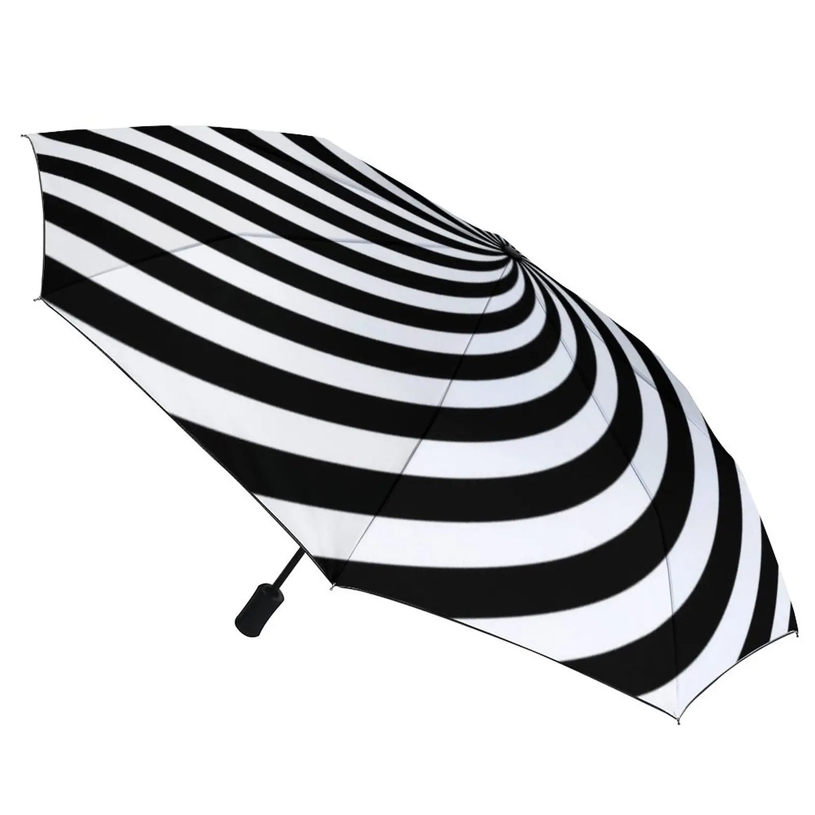 Black White Line 3 Fold Automatic Umbrella Pop Art Spiral Carbon Fiber Frame Umbrella Ligthweight Windproof Umbrellas for Male