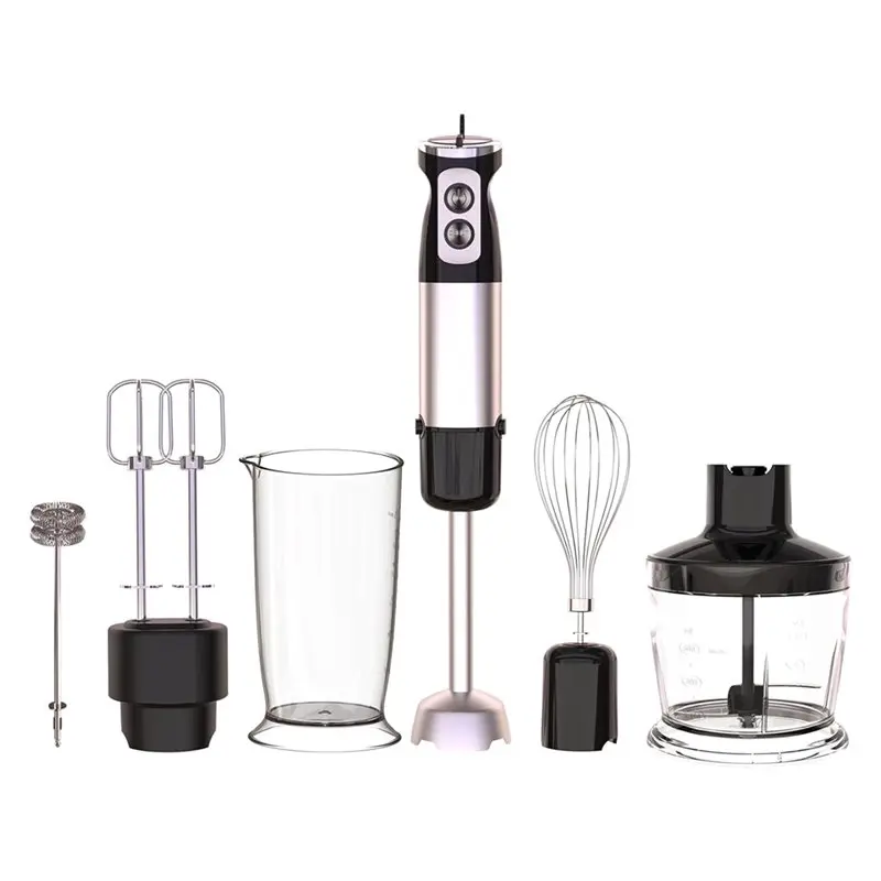 AEE4-Hand Blender, High Power Pure Copper Motor With Double Mixing Blades Food Processor, Multi-Speed Hand Blender EU Plug