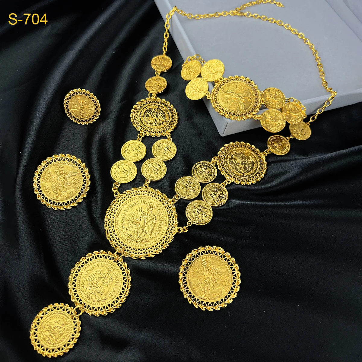 ANIID New Design Dubai Gold Color Coin Necklace Bracelet Jewelry Sets For Women African Ethiopian Bridal Wedding Luxury Gifts