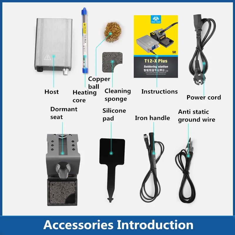 OSS T12-X PLUS Soldering Station Electronic Soldering Iron with T12 Tips for Phone Motherboard PCB Precision Soldering Repair