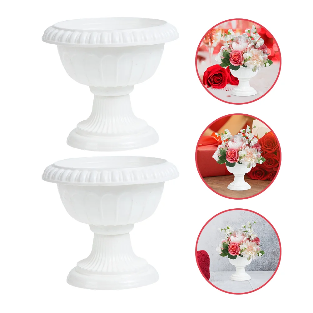 

2 Pcs Roman Flower Pot Plastic Flowerpot Decorations European Style Planter Vintage Home Pots