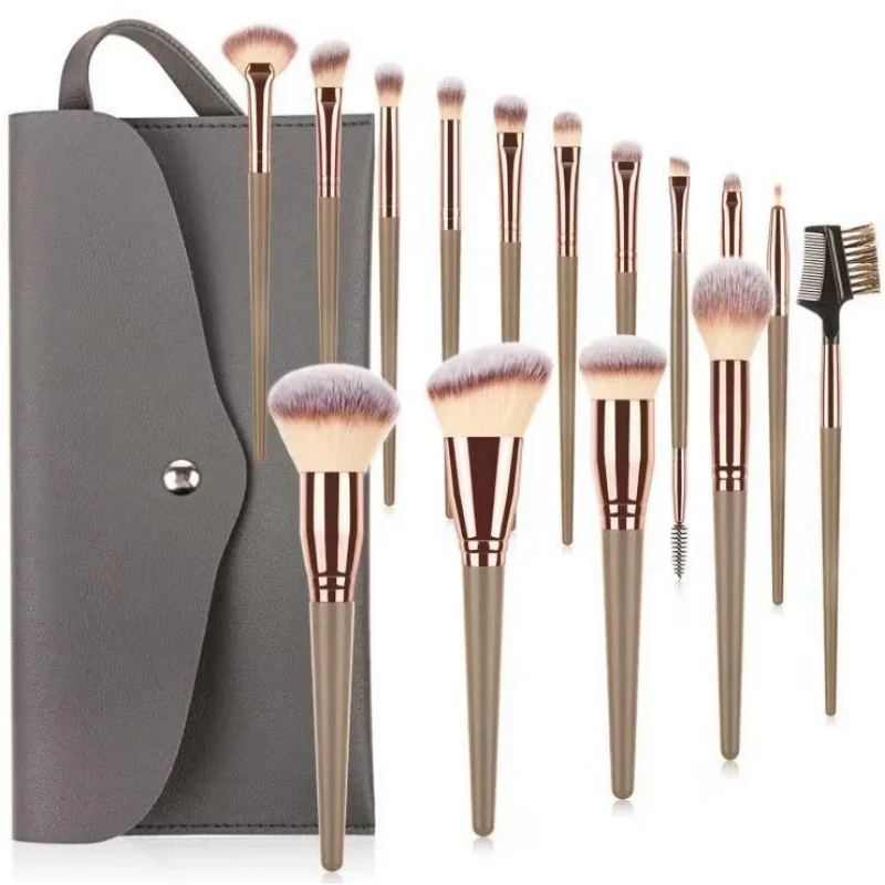 15Makeup Brush Set Cangzhou Soft Bristle Powder Blush Brush Eyeshadow Brush Foundation Contour Brush Eyebrow Brush Full Set