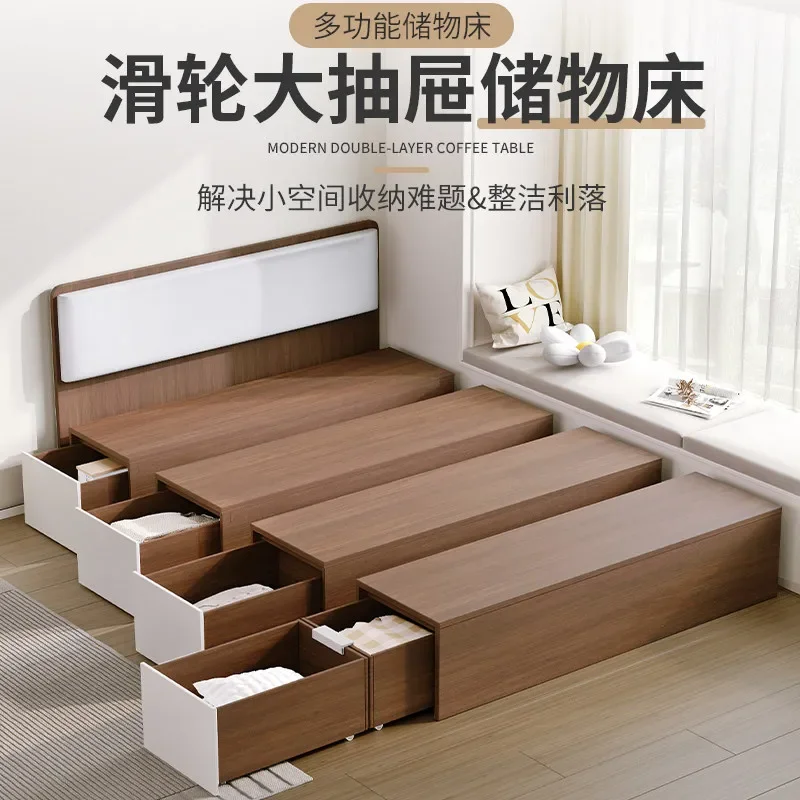 Customized small apartment E0 Japanese-style tatami storage bed cabinet combination balcony floor bed cabinet