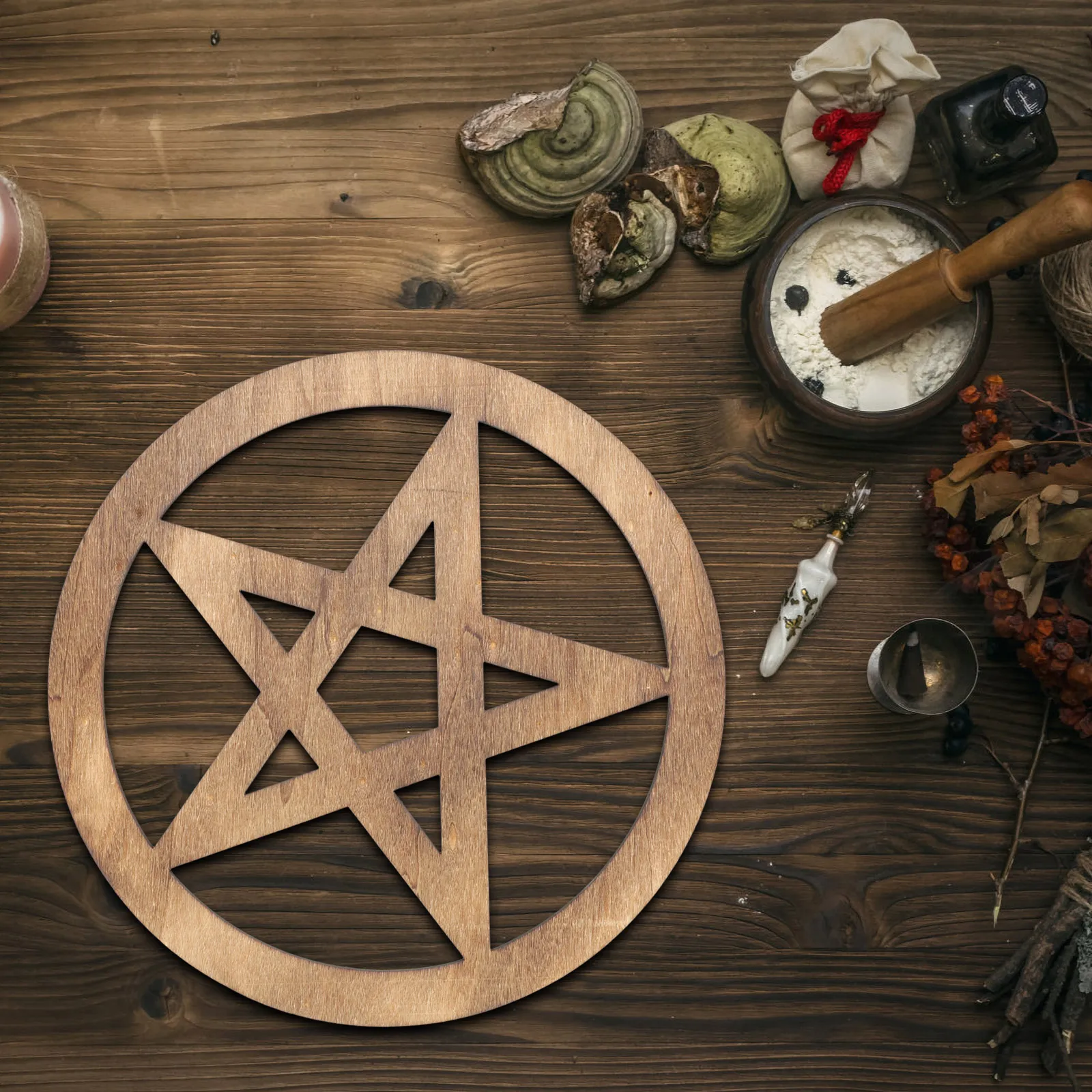 

Wooden Pentagram Carving Altar Decor Retro Home Adornment Ritual Ornament Practical Decorations Household Accessories Sacrifice