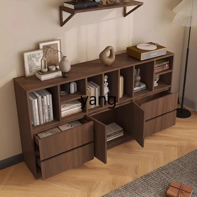

LH retro style combination bookcase bookshelf solid wood sofa side cabinet living room storage locker