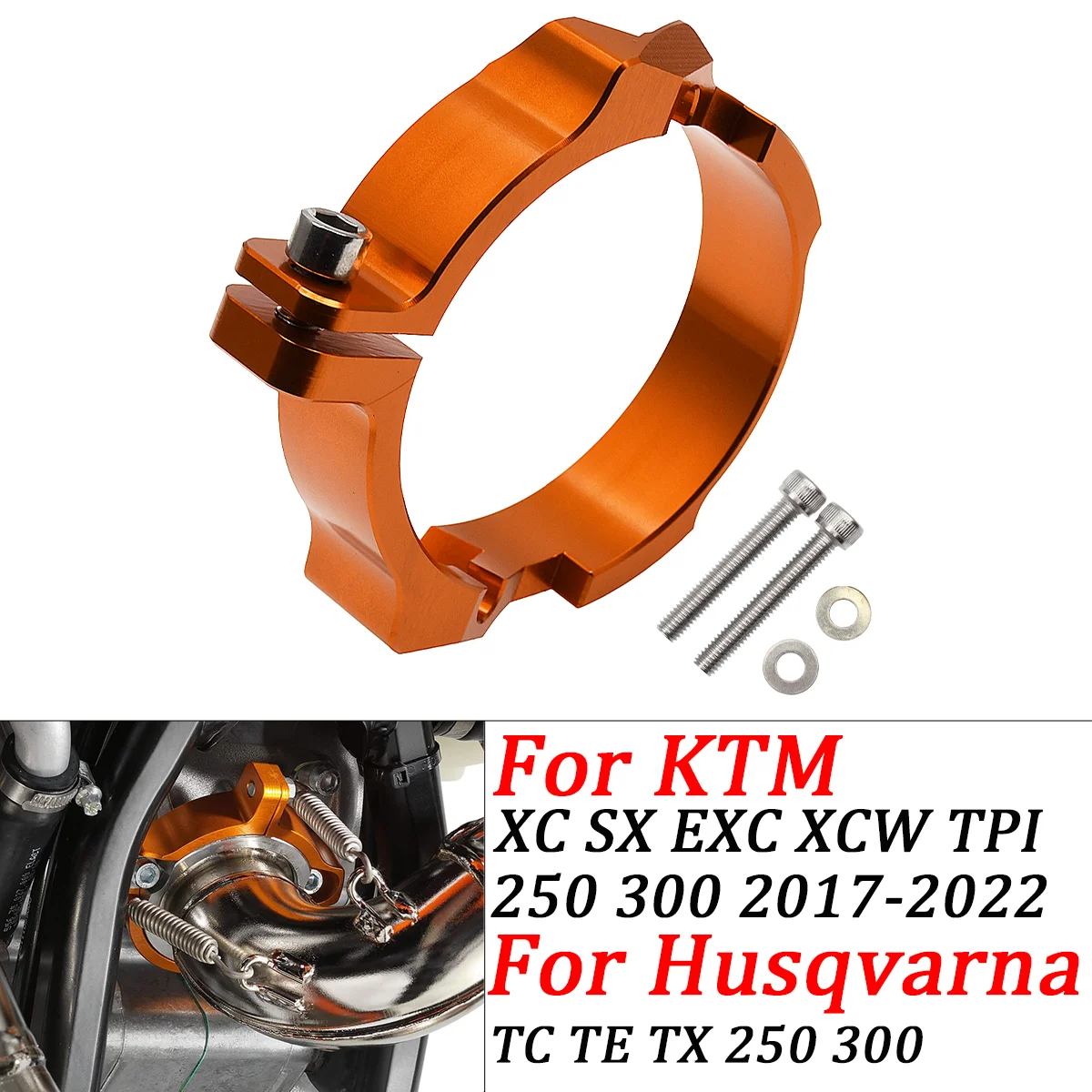 

Exhaust Tip Muffler Pipe Clamp Flange Guard For KTM XC SX XCW EXC TPI Six Days 250 300 2017-2022 2023 Husqvarna TE TC TX GasGas