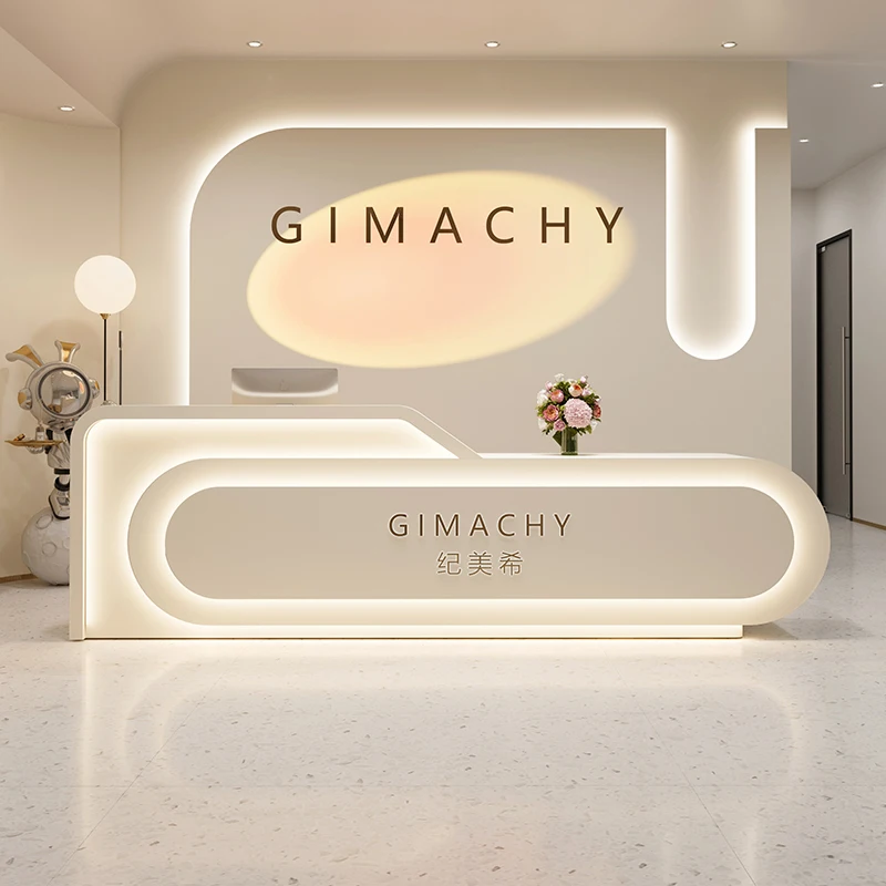 

Modern Shop Reception Desk Luxury Shelves Restaurant Company reception counter Salon Design Comptoire Accueil Trendy Furniture