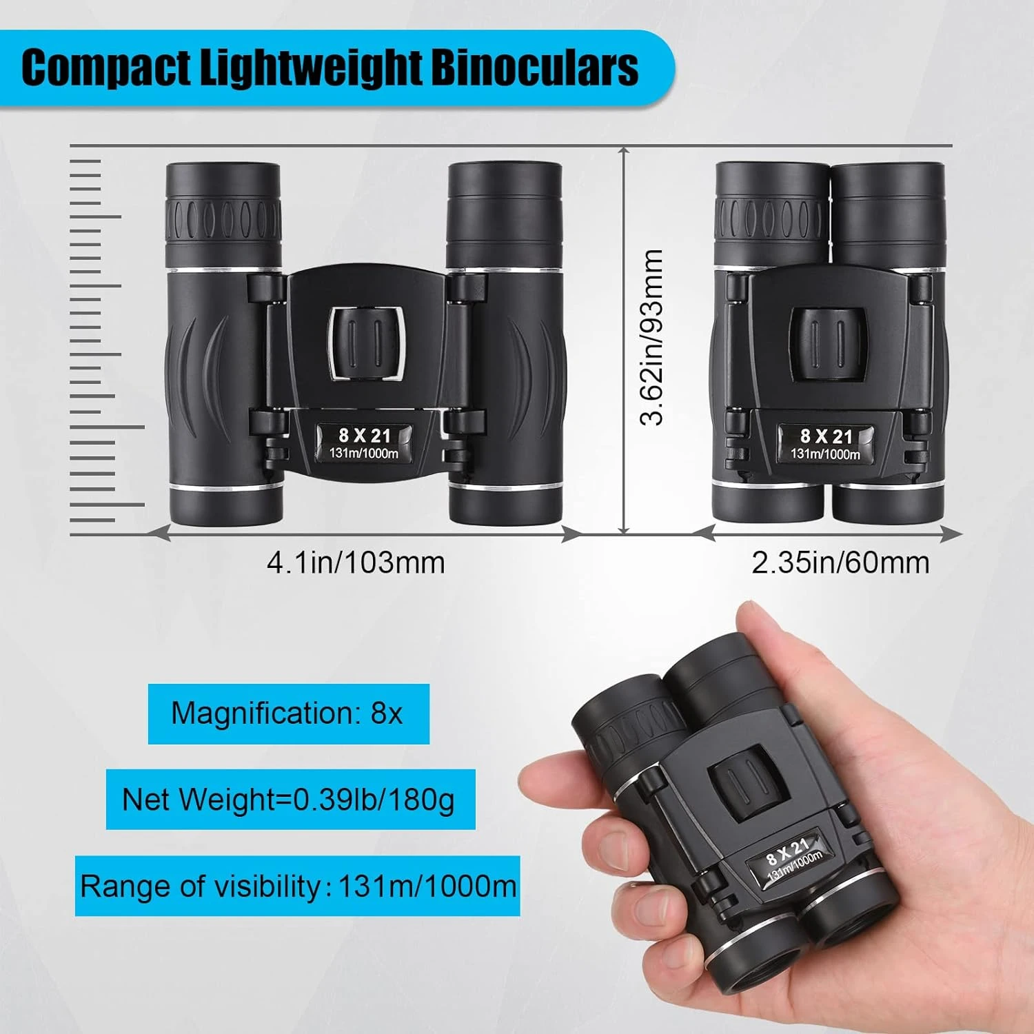 Compact and Lightweight Easy-Focus Anourney Mini Binoculars - Ideal for Bird Watching, Opera Concert, Travel, Hiking, and Footba