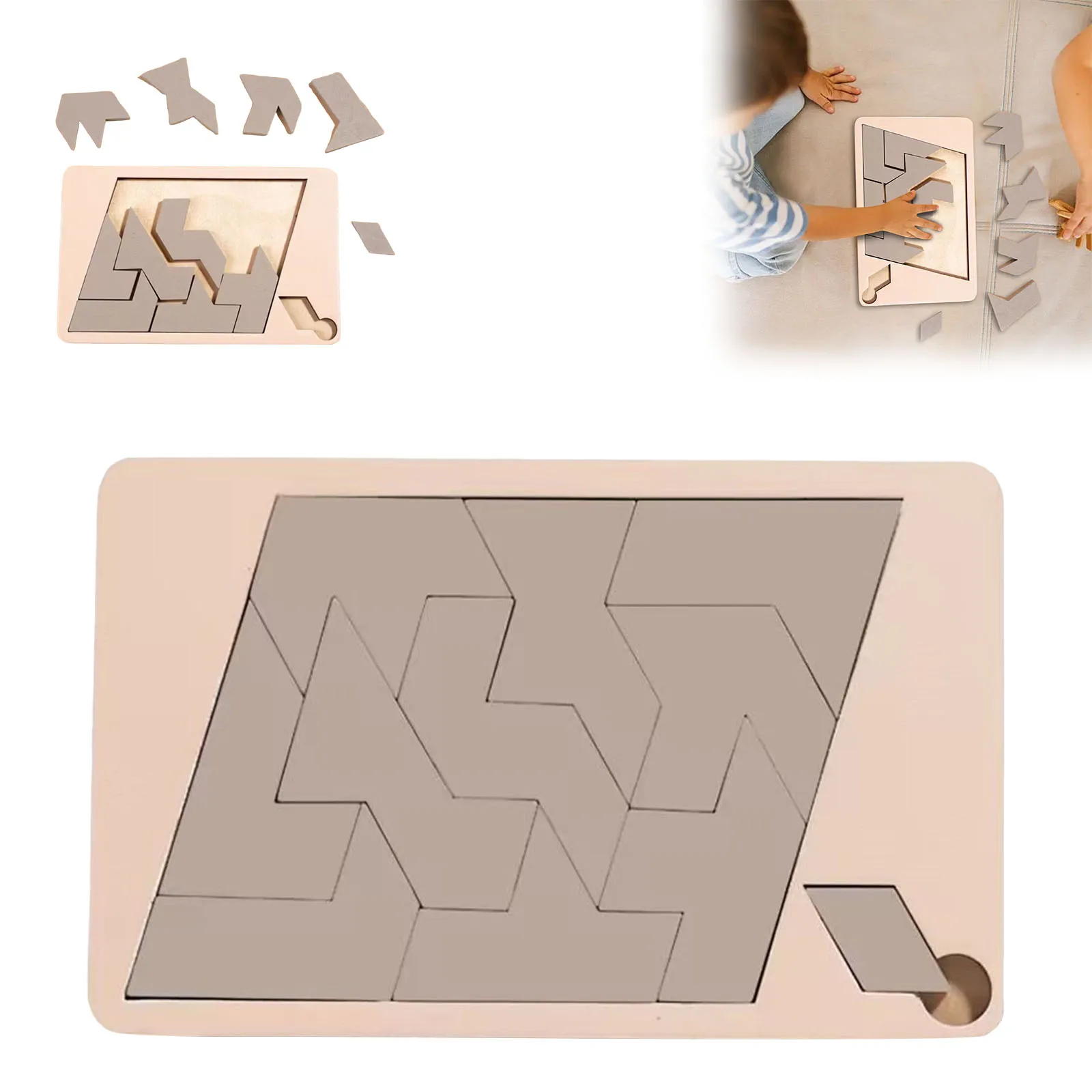 Puzzle quadrilatero per casalinghe che risolve il puzzle a blocchi di legno Sfida Puzzle in legno dalla forma irregolare che scompare a 4 piani