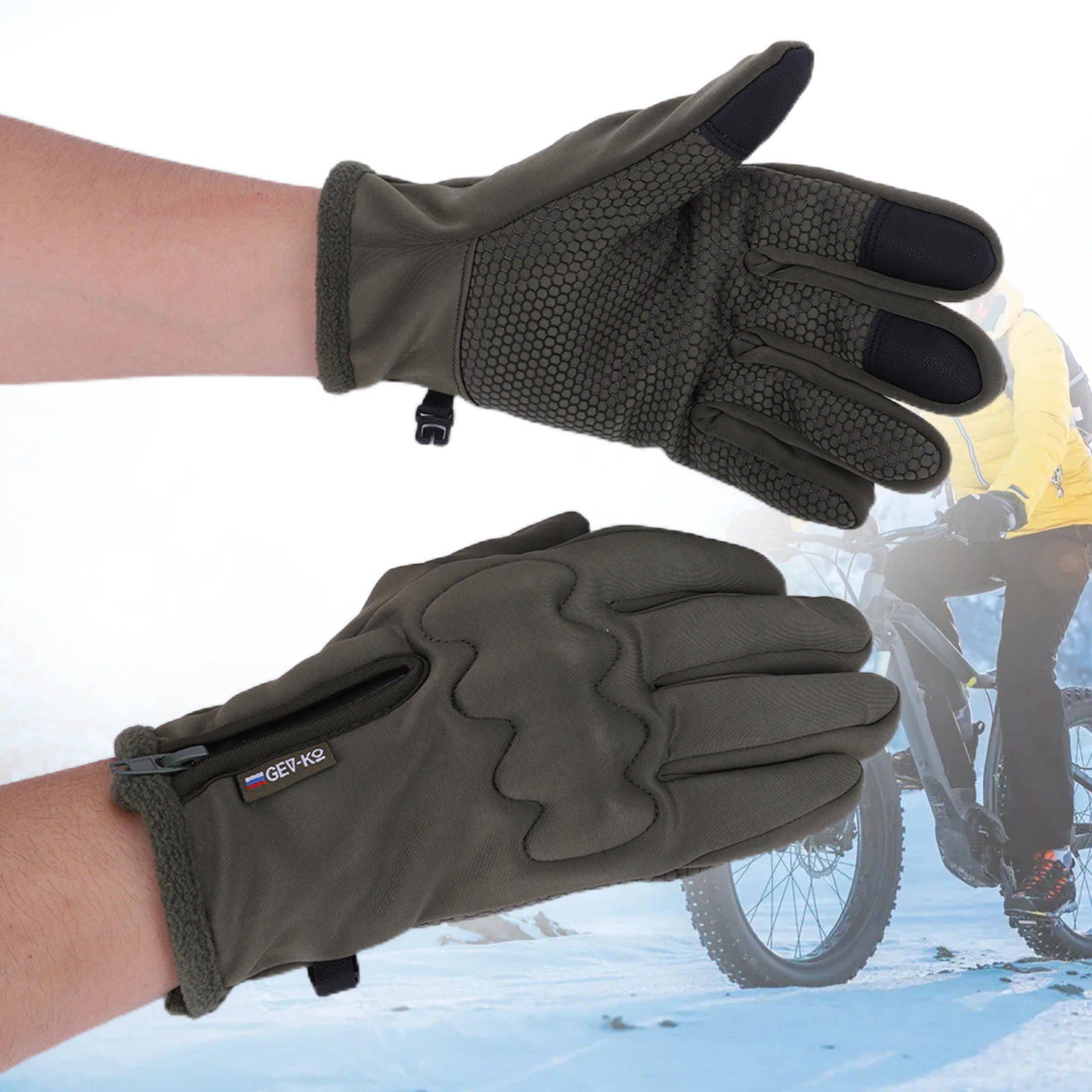 قفازات ركوب الدراجات النارية شتوية من الصوف الحراري مبطنة بشاشة تعمل باللمس قفازات تزلج لركوب الدراجات الشتوية لقيادة الدراجات النارية