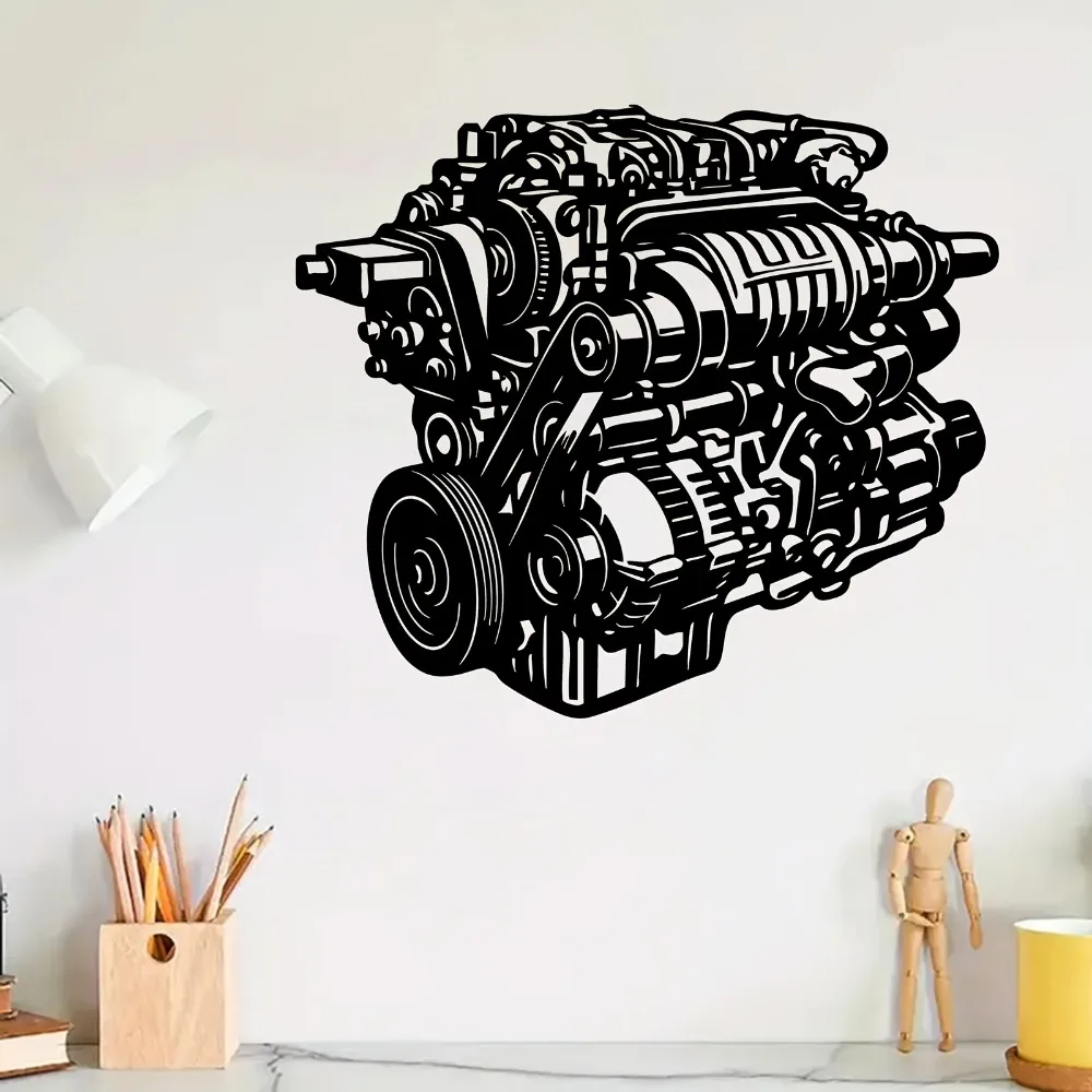 Aufwendige Motor-Metall-Wandskulptur, Rostbeständige Garagen- und Gartendekoration für Autoliebhaber