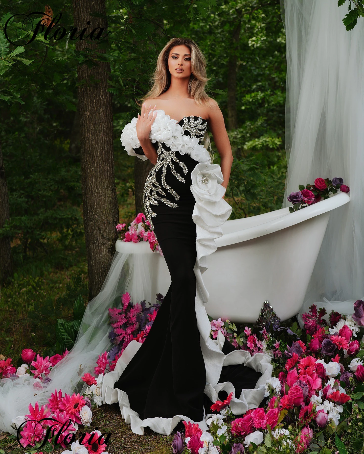 2024 Newest Black And White Celebrity Dresses Mermaid Sweetheart Elegant Red Carpet Runway Dresses Vestidos De Noche Prom Gowns