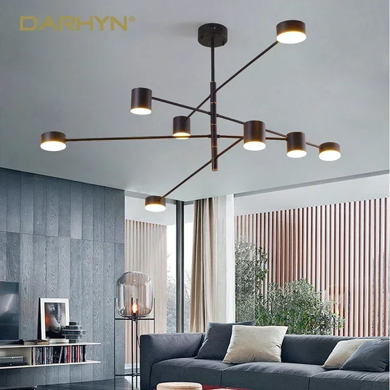 Modern LED Chandelier Luxury Gold Multi Head Iron Hanging Lamps For Living Room Dining Room Bedroom Office Illumination Fixtures