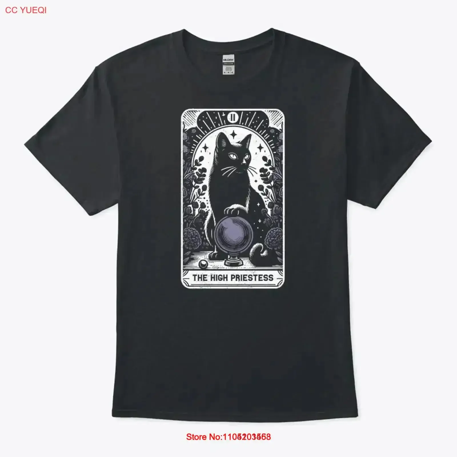 The High Priestess Funny Cat Tarot Card T shirt vintage Washed Slightly fashion Breathable homme Comfortable Stretched vintage