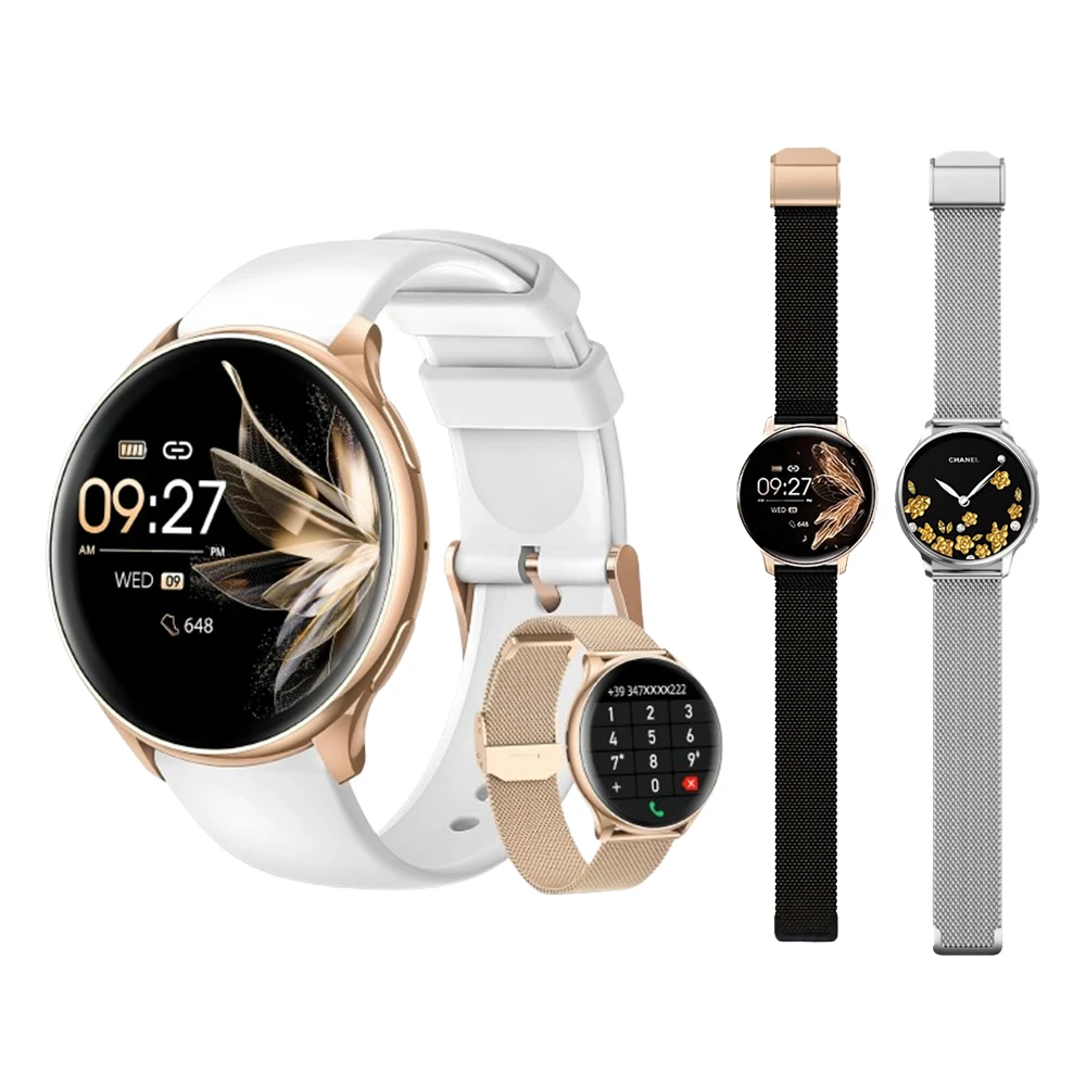 Montre intelligente pour femme, montre de fitness 1,20" avec moniteur HR/BP/SpO2, suivi du cycle féminin, étanche IP67, pour Android et iPhone