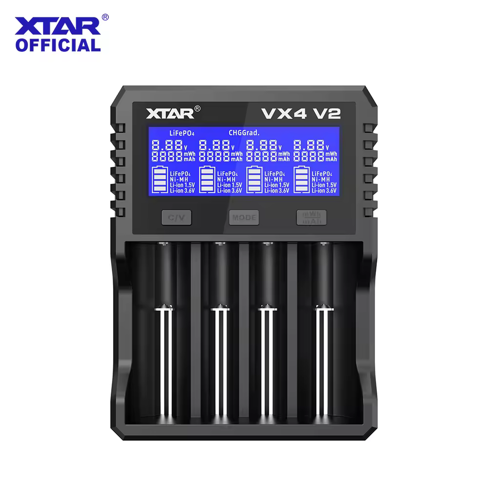XTAR VX4 V2 18650 charger AAA/AA 1.5V Li-ion /Ni-MH/LiFePO4 Battery PD20W fast charger with LED display Battery capacity tester