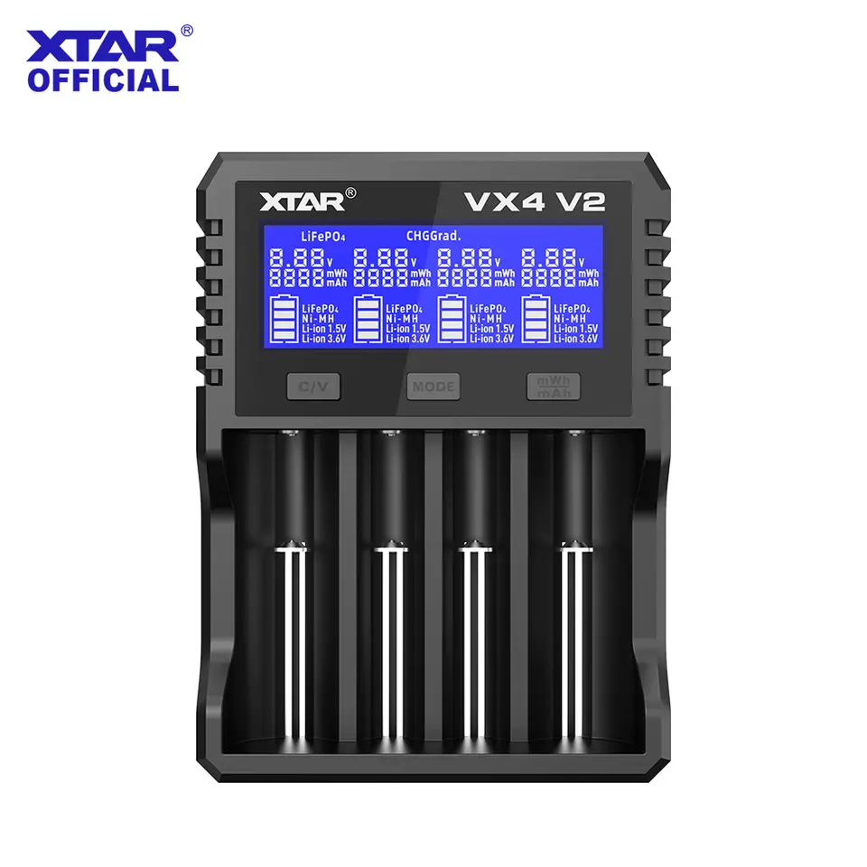 شاحن إكستار VX4 V2 18650 بطارية AAA/AA 1.5 فولت ليثيوم أيون /نيكل ميتال هيدريد/LiFePO4 شاحن سريع PD20W مع شاشة LED لاختبار سعة البطارية