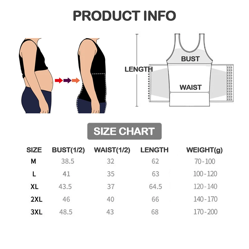 Men Gynecomastia Compression Tank Top Slimming Vest Body Shaper Tummy Control Waist Trainer Back Support Underwear Shirt Girdle