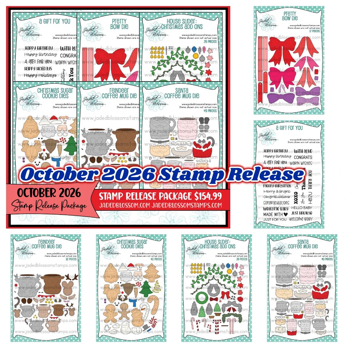 Neue Jaded Blossom Oktober 2026 Stempel-Set, klare Stempel und Metall-Stanzschablonen für DIY-Handwerk, Scrapbooking und Dekoration