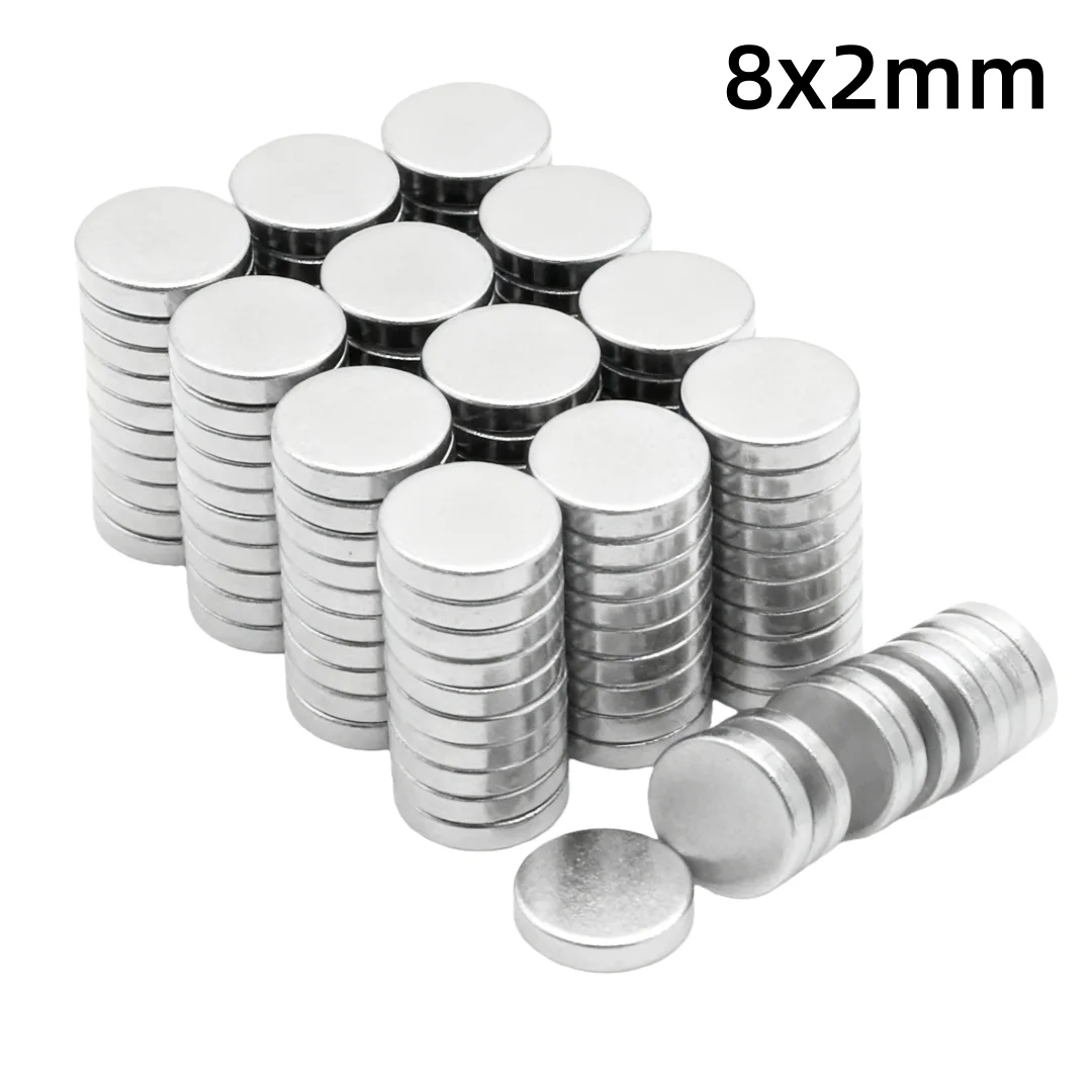 8x2mm Powerful Magnets Strong Disc Magnets for Fridge, DIY, Building, Scientific, Craft, Home, Office, School 8*2 8x2