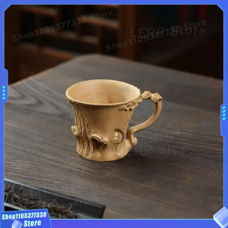 Handmade Yixing Purple Sand Master Cup Raw Ore Old Section Mud Suihan Pine Cypress Teacup Chinese High End Gift for Tea Lover