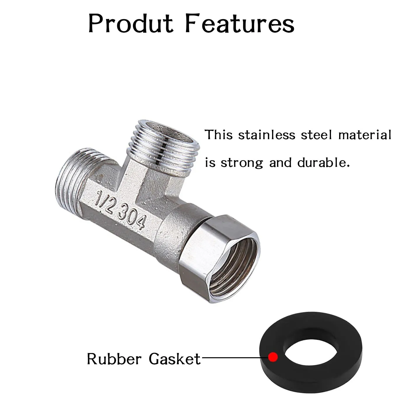 محول ثلاثي الاتجاه من الفولاذ المقاوم للصدأ، تي شيرت سميك للذكور والإناث، موصل غطاء مرن قابل للإزالة (أعلى)، موصل محول T لـ A