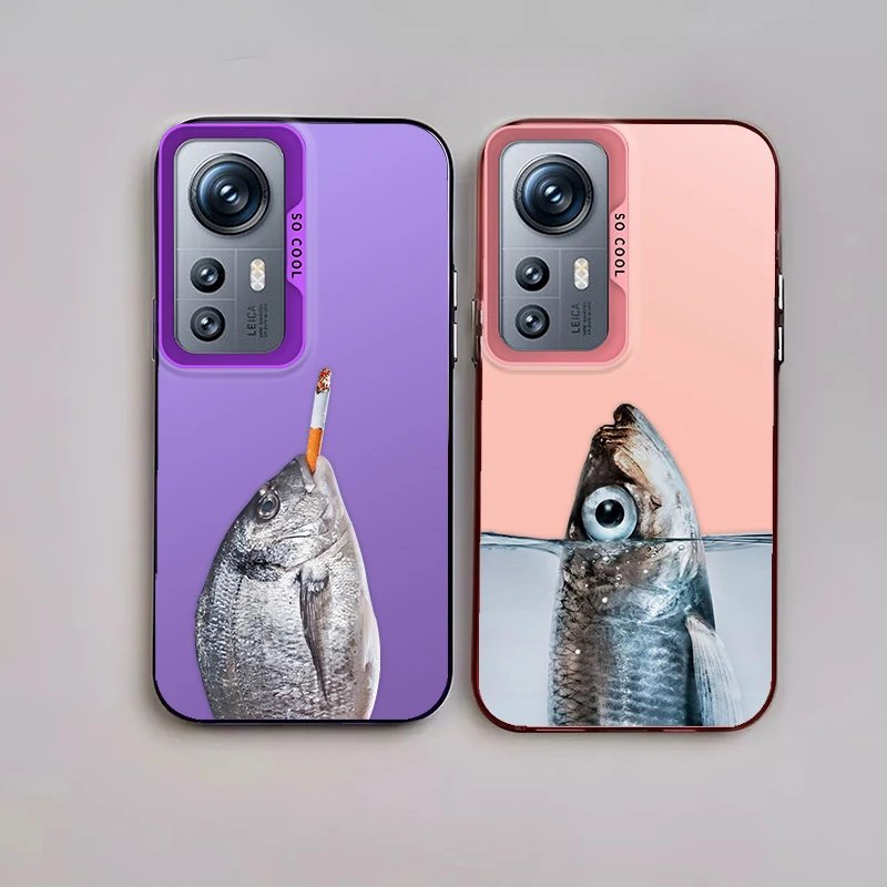 Braised Salted Fish For Redmi Note 13 12S 11S 10Lite Pro Max Plus 4G 5G Fashion Colorful Silver Phone Case