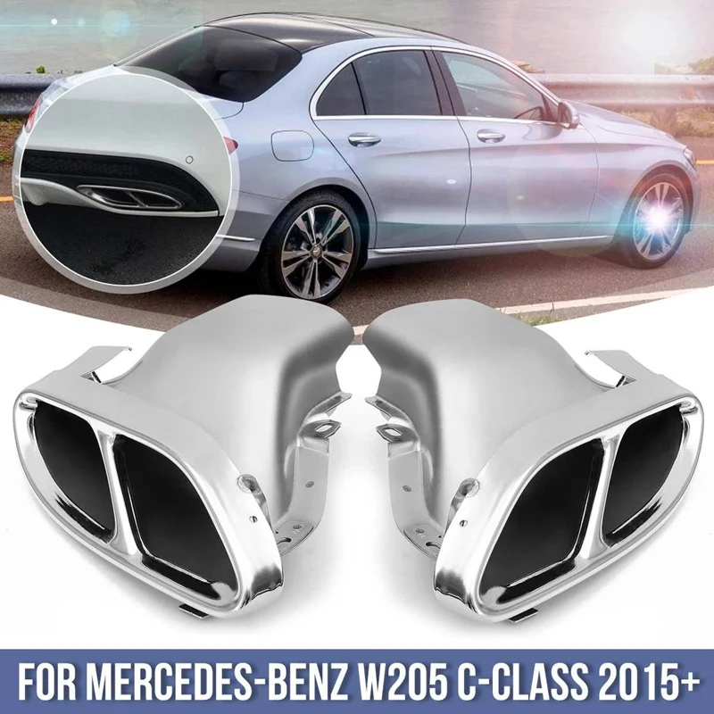 Pair Car Rear Exhaust Muffler Pipe For Mercedes Benz W205 C-Class 2015+ Car Accessories