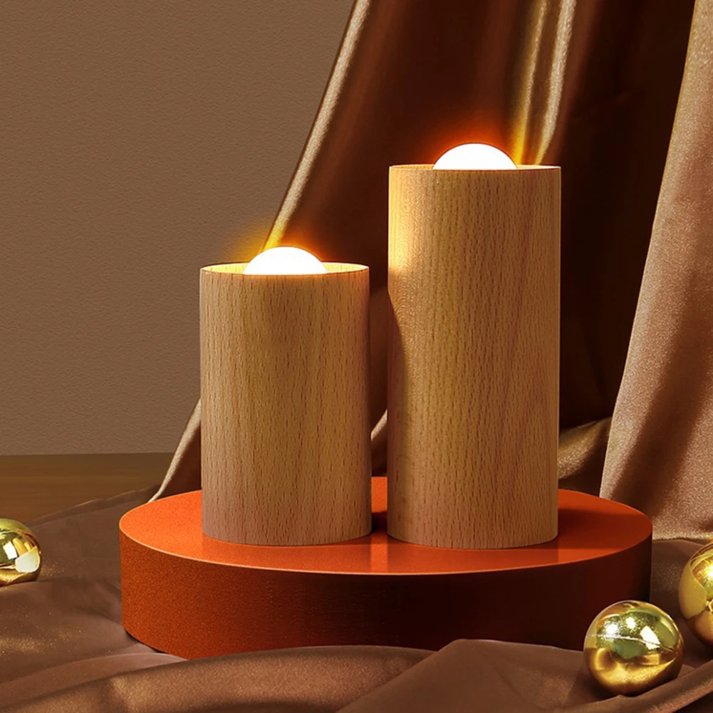 Flameless LED Pillar Candles Lights Battery Operated Flickering Light TYPE-C Charging Electric Candles Bedside Night Light