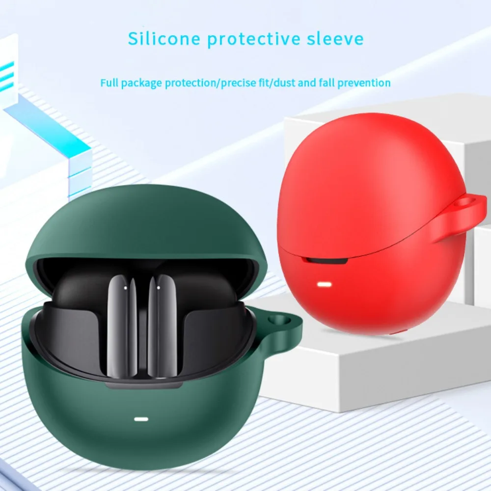 Soft Silicone Case Cover Protective Shockproof Protector Anti-Scratch with Hook Shell for QCY Ailybuds PRO/PRO+(HT10)