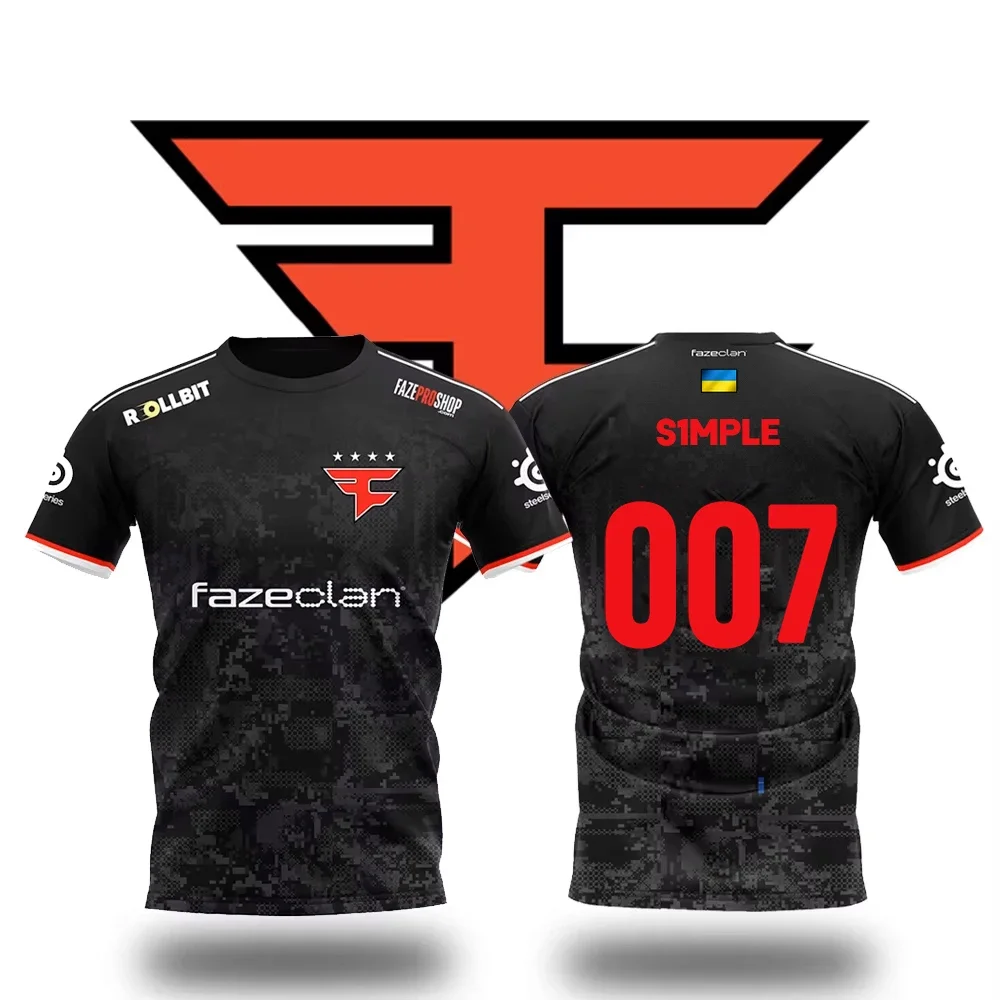 2025 Faze Esports Club Uniform CSGO Pro League Training Jersey S1mple Мужская дышащая спортивная футболка с короткими рукавами и круглым вырезом