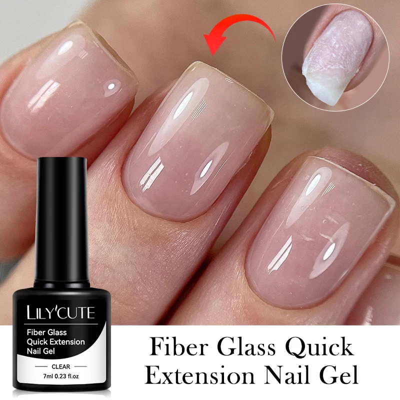 LILYCUTE 7ML Fiber Glass Quick Extension Nail Gel for Broken Nail Repaired Fiberglass Clear UV Construction Gel Soak Off Varnish