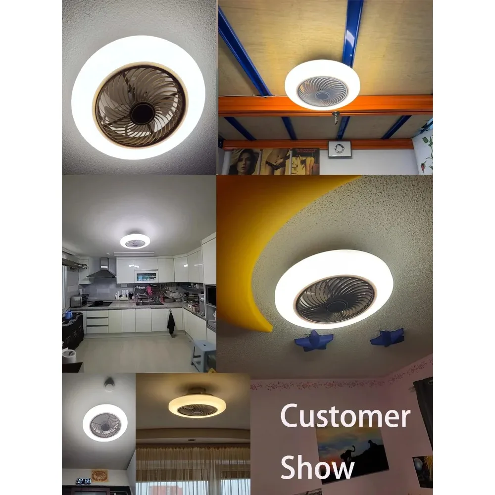 Smart App Ceiling Fan 46 52cm Fan with lights Led 3 Color 36W Remote Control decor ventilator lamp air Retractable Silent Fan