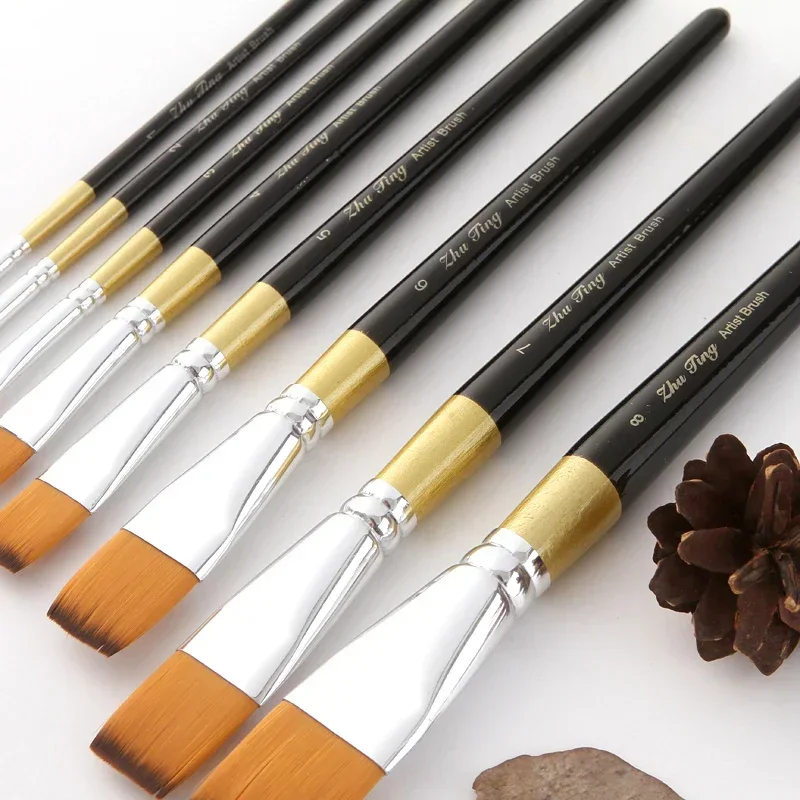 8 Pcs Professional Paint Brushes Different Shape Nylon Hair Artist Painting Brush For Acrylic Oil Watercolor Art Supplies