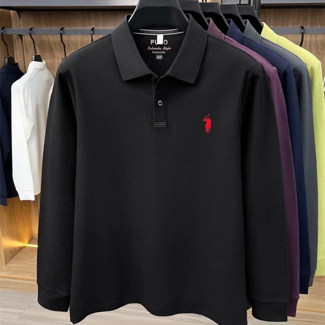 2026 neues 100% reines Baumwoll-Poloshirt der High-End-Marke für Herren, langärmelig, Herbstmode, luxuriöse Stickerei, Golf-Oberteil, Business-T-Shirt – Detail 18