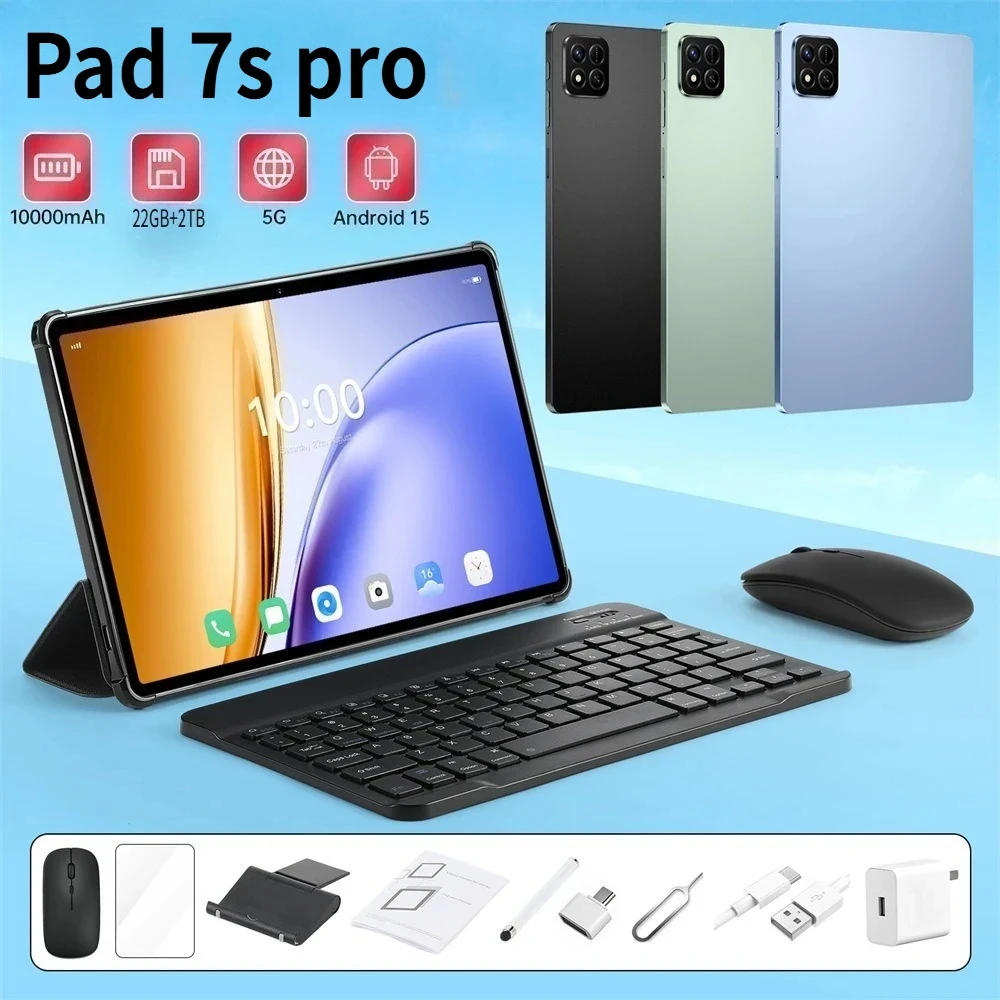 

Оригинальный планшетный ПК Pad 7s pro, 2025 г., Android 15, 22 ГБ + 2 ТБ, Dual SIM-карты, 10,1 дюйма, детские планшеты, 10000 мАч, 5G, глобальная версия с клавиатурой