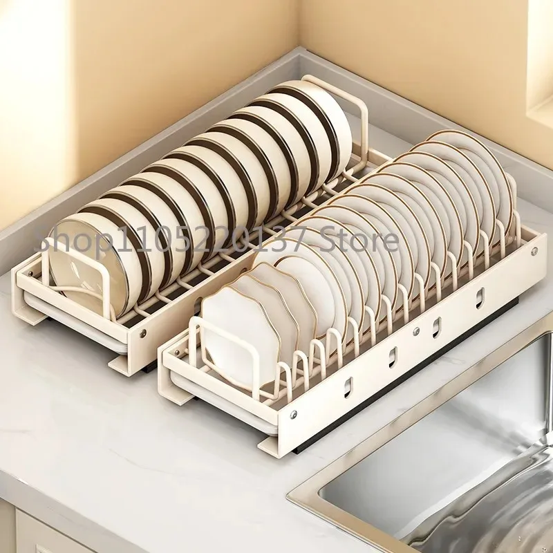 Kitchen Sink Sliding Dishes Dryer Rack Shelf Stainless Steel Cabinet  Storage Drainer Organizer Tableware Drawer Type Drainboard