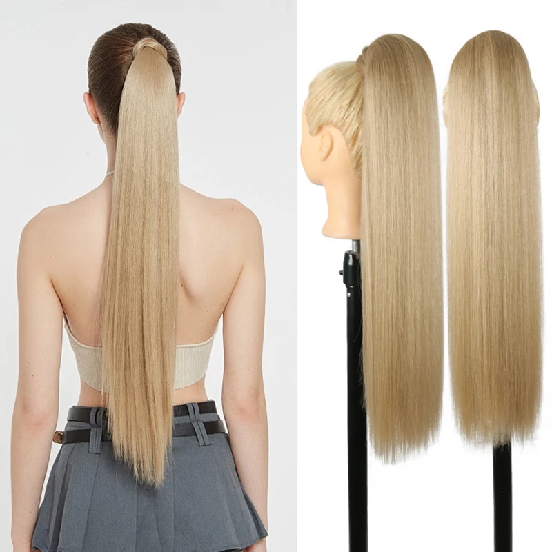 

Snowdrop Synthetic Long Straight Wrap Around Clip-In Ponytail Hair Extension Tangle Free Pony Tail Hairpieces