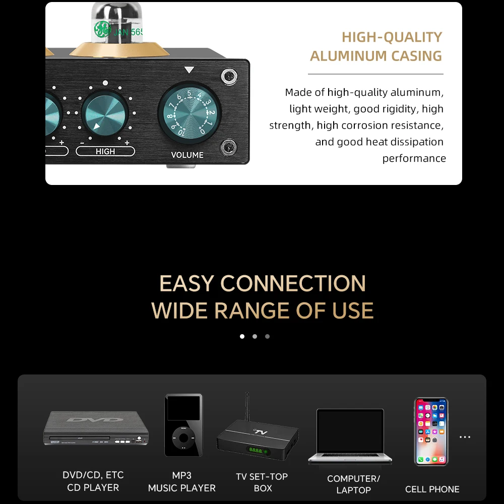 Desktop Preamp Amplifier JWM 5456 Tube Preamp Equalizer Audiophile HIFI Stereo Preamplifier