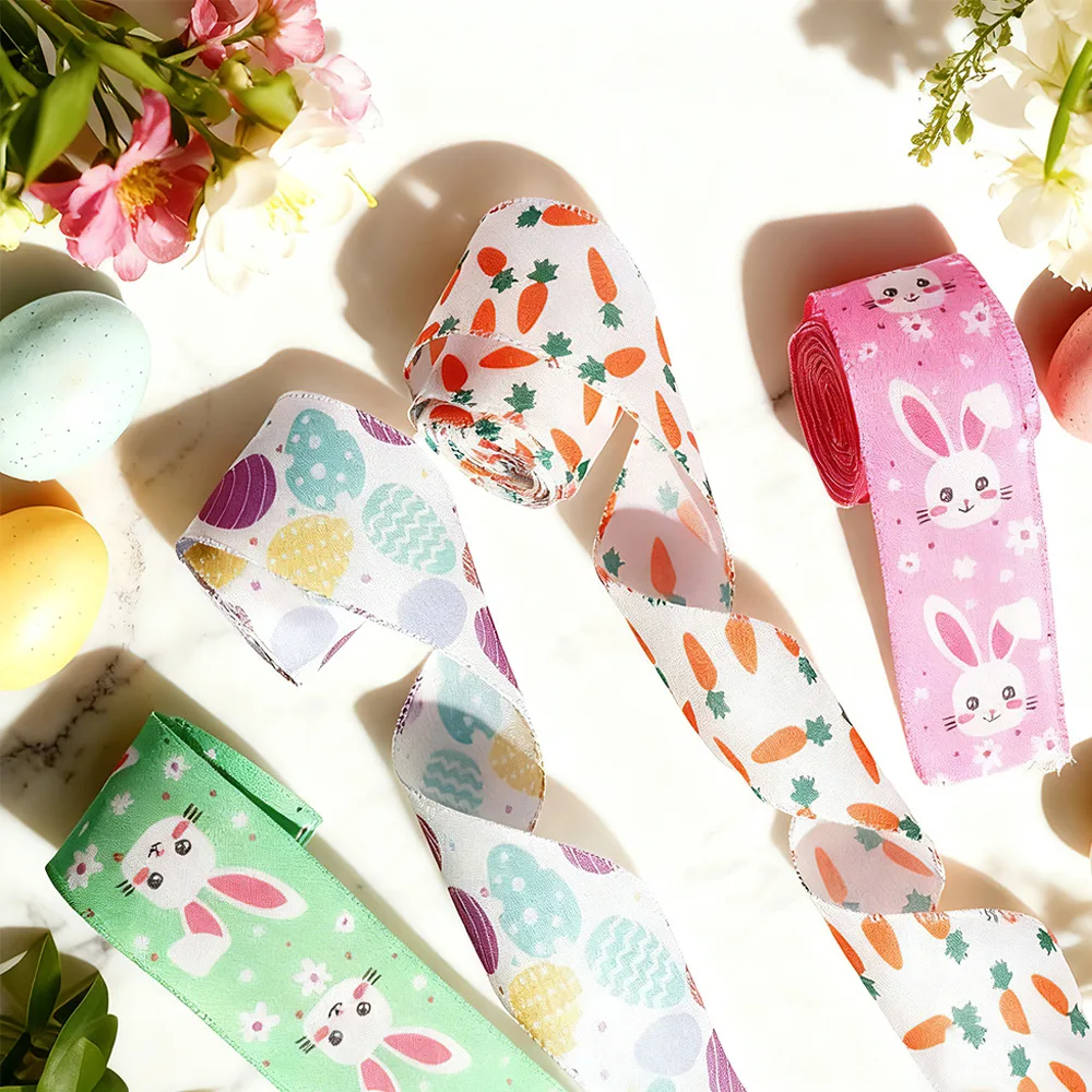 Diy Bow Ribbon Vibrant Easter Egg Ribbon Gift Box Ribbon Grosgrain For Party Favors Easter Baskets Scrapbooks