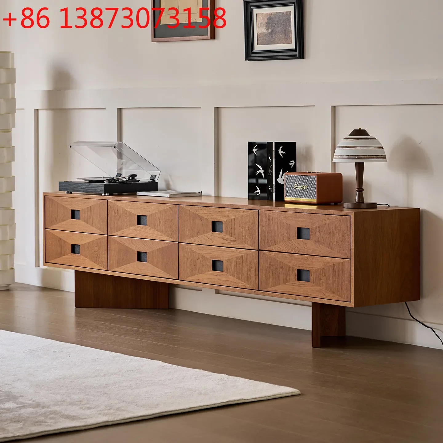 

Solid wood medium and ancient style simple retro small apartment living room household high floor cabinet